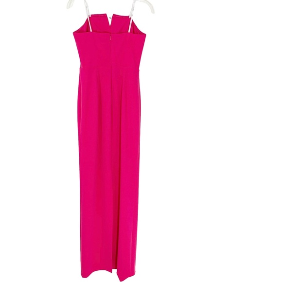 Calvin Klein Split V Notch Strapless Crepe Formal Maxi Dress Hibiscus Pink 4 NWT - Picture 6 of 9